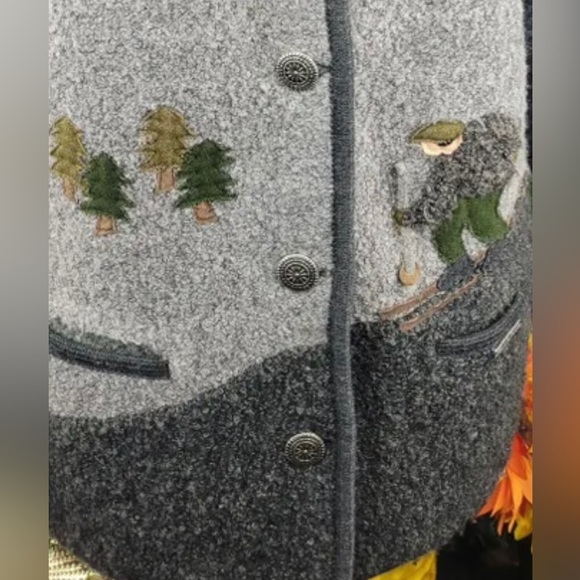 GADDY COLLECTION Vintage Wool Blend Embroidered Jacket Cardigan Sweater - Picture 9 of 10